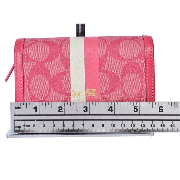 Coach 13196 Magenta Heritage Stripe Signature Wallet! - Picture 6 of 6